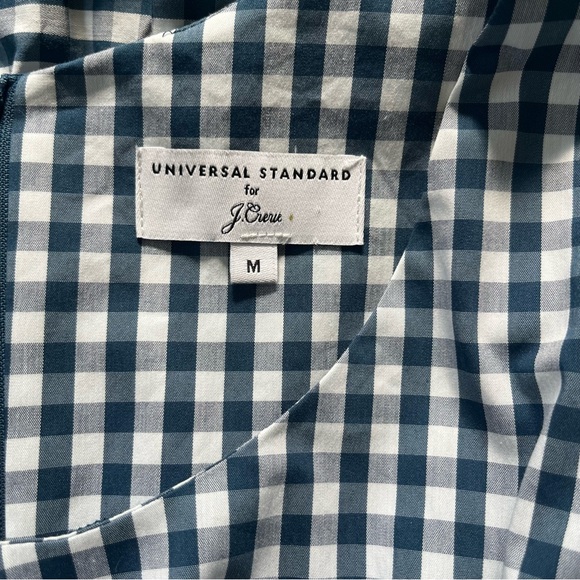Universal Standard J. Crew Blue White Gingham Check Drop Waist Dress Size Medium - Picture 8 of 10
